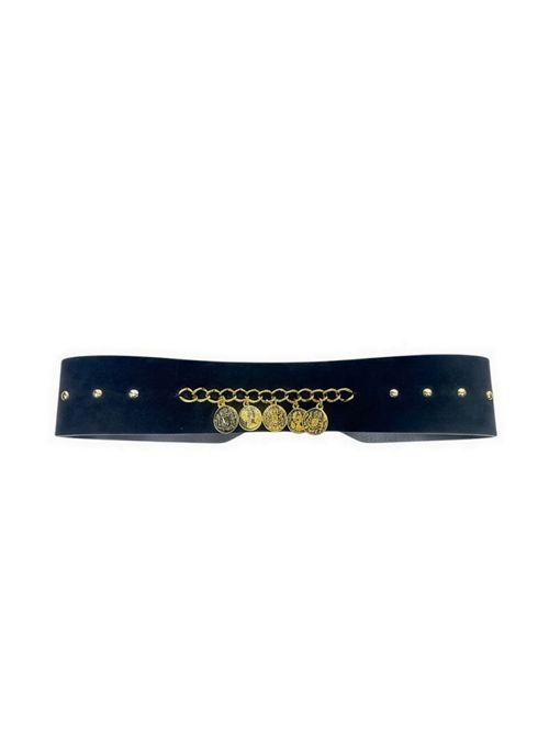 cintura donna nera  con medaglie BaxLab Milano | M77G-P10Nero